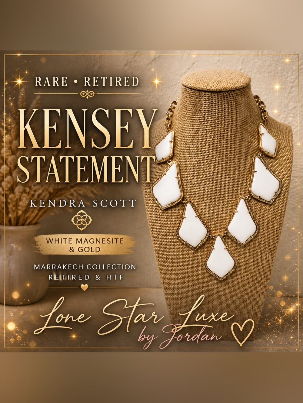 Kendra Scott Kensey Necklace White Magnesite/Gold Retired Marrakech Collection